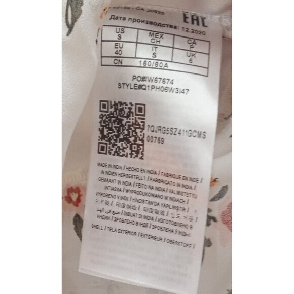 Guess White Pink Floral Sheer Long Sleeve Off Shoulder Crop Boho Size Small LNC - Picture 6 of 6